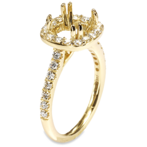 14K Yellow Gold Halo Diamond Double-Prong Engagement Ring