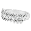 14K White Gold Wide Band Ring with 1.16ctw Diagonal Baguette & Round Diamonds Size 6.5 Fine Jewelry 14