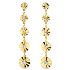 14K Gold Graduated Diamond-Cut Drop Earrings