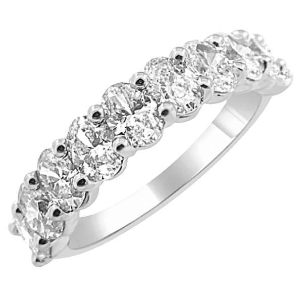 14K White Gold 2.00ctw Oval Cut Diamond Shared-Prong Wedding Band - Dallas TX | Mariloff Diamonds