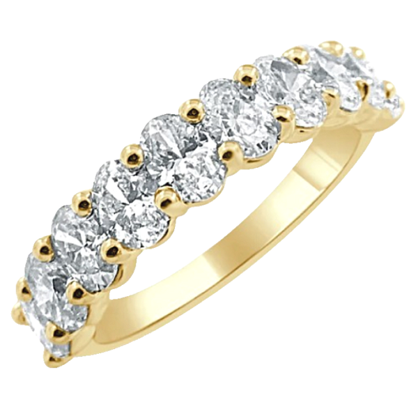 14K Yellow Gold 2.00ctw Oval Cut Diamond Shared-Prong Wedding Band - Dallas TX | Mariloff Diamonds