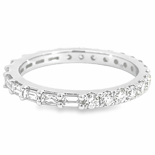 14K White Gold Reversible Baguette and Round Diamond Eternity Band - Dallas TX