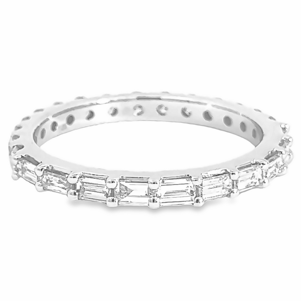 14K White Gold Reversible Baguette and Round Diamond Eternity Band - Dallas Texas