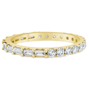 14K Gold Reversible Baguette and Round Diamond Eternity Band