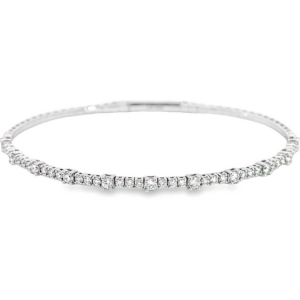 14K Gold Classic Flexible Diamond Station Bangle Bracelet