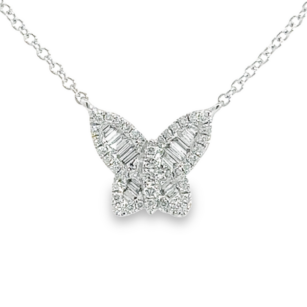 14K White Gold Small Butterfly Diamond Necklace | Dallas TX | Mariloff Diamonds & Fine Jewelry