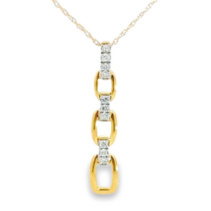 14K Gold Chain-Link Diamond Pendant Necklace