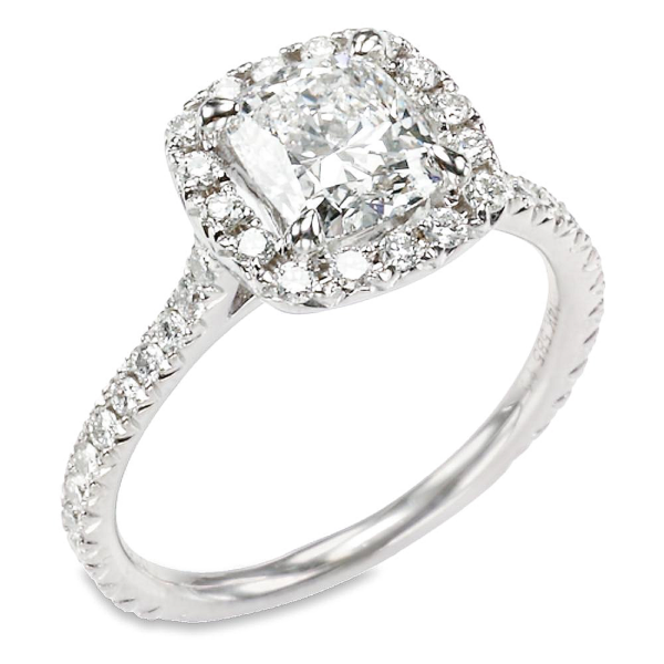 14K Gold Halo Diamond Engagement Ring Mounting