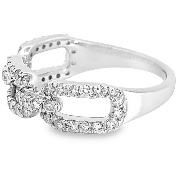 14K Gold Pave Diamond Open Chain-Link Fashion Ring - Image 4