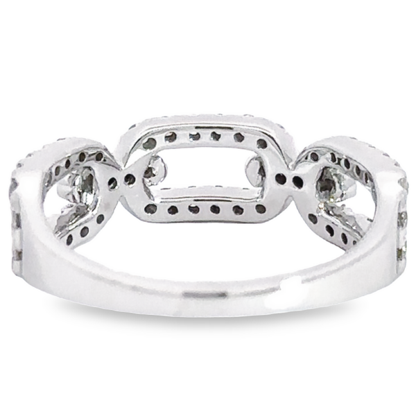 14K Gold Pave Diamond Open Chain-Link Fashion Ring - Image 3