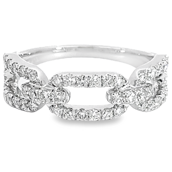 14K Gold Pave Diamond Open Chain-Link Fashion Ring - Image 5