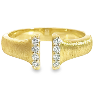 14K Gold Brushed Diamond Cuff Ring | Dallas