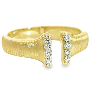 14K Gold Brushed Diamond Cuff Ring | Dallas TX