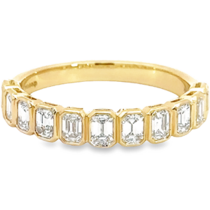 14K Yellow Gold Bezel Set Emerald-Cut Diamond Wedding Band - Dallas TX