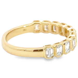 14K Yellow Gold Bezel Set Emerald-Cut Diamond Wedding Band - Dallas Texas | Mariloff