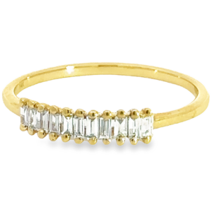 14K Yellow Gold Baguette Cut Diamond Stackable Wedding Band - Dallas Texas | Mariloff Diamonds