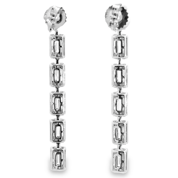 14K Gold Baguette and Round Diamond Cluster Earrings - Image 3