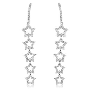 14K Gold Graduated Diamond Star Fashion Earrings - Dallas TX