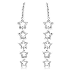 14K Gold Graduated Diamond Star Fashion Earrings - Dallas TX