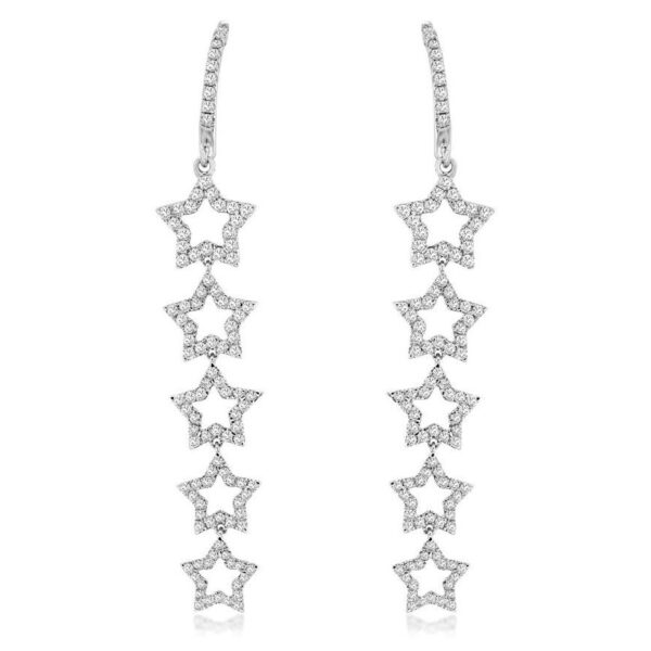 14K Gold Graduated Diamond Star Fashion Earrings - Dallas TX