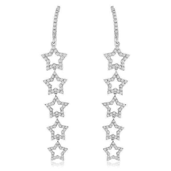 14K Gold Graduated Diamond Star Fashion Earrings - Dallas TX