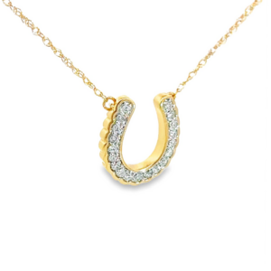 14K Gold Horseshoe Diamond Pendant Necklace