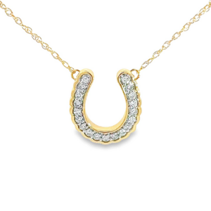 14K Gold Horseshoe Diamond Pendant Necklace