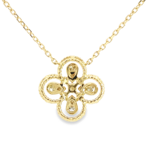 14K Gold Negative Space Rope Clover Pendant Necklace