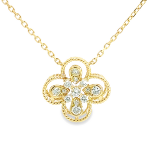 14K Gold Negative Space Rope Clover Pendant Necklace