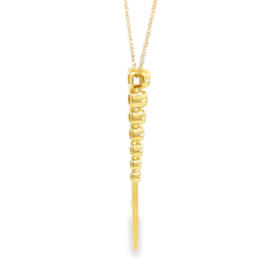 14K Gold Graduated Bezel-Set Diamond Pendant Necklace