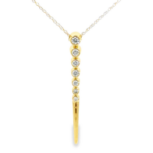 14K Gold Graduated Bezel-Set Diamond Pendant Necklace