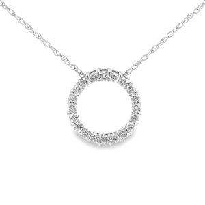 14K Gold Classic Slide Diamond Circle Pendant Necklace