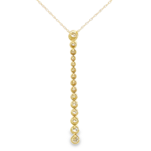 14K Gold Tapered Bezel Set Diamond Pendant Necklace