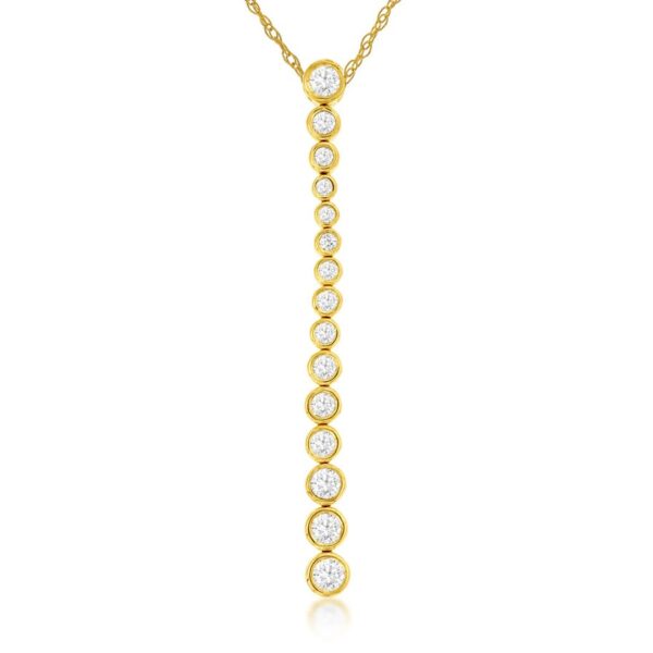 14K Gold Bezel Set Diamond Pendant Necklace | Dallas TX