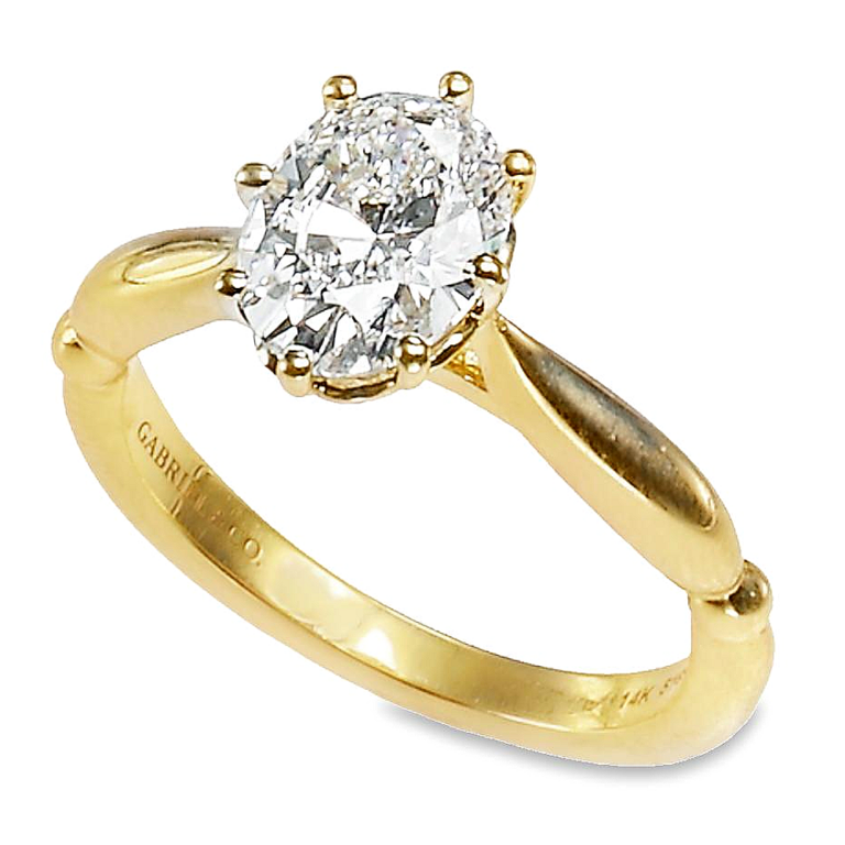 18K Gold 6-Prong Cathedral Tapered Solitaire Engagement Ring Mounting Engagement Rings 6