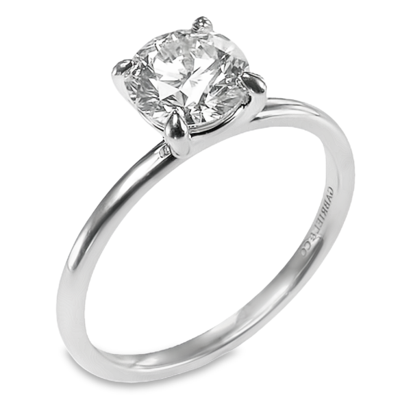 14K White Gold 4-Prong Basket 1.6MM Round Solitaire Engagement Ring - Dallas TX