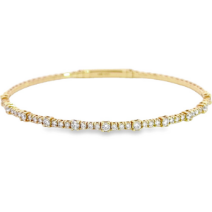 14K Gold Classic Flexible Diamond Station Bangle Bracelet