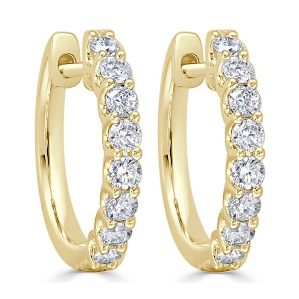 14K White Gold 1/2" Diamond Huggies | Dallas TX | Mariloff Diamonds & Fine Jewelry