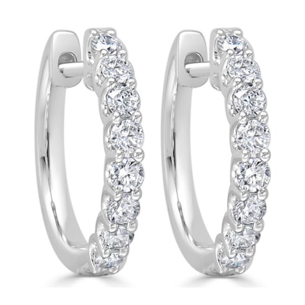 18K White Gold 1/2" Diamond Huggies | Dallas TX | Mariloff Diamonds & Fine Jewelry