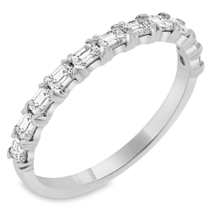 14K White Gold East-West Set Emerald Cut Wedding Band - Dallas TX | Mariloff Diamonds