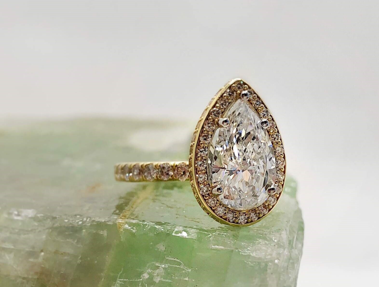 Pear Shape Diamond Engagement Ring with Halo | Mariloff Diamonds