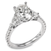 18K Gold Three-Stone Heart Diamond Accented Engagement Ring Mounting Engagement Rings 14