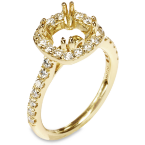 14K Gold Halo Diamond Double-Prong Engagement Ring - Dallas TX - Mariloff