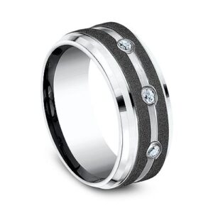 Cobalt and Graphite 9MM Diamond Men's Wedding Ring - Dallas TX