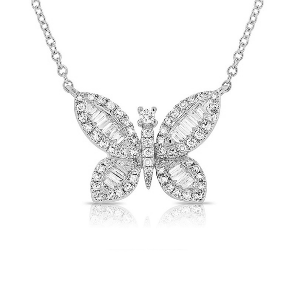 14K White Gold Diamond Butterfly Necklace | Dallas TX | Mariloff Diamonds & Fine Jewelry