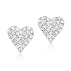 14K White Gold Diamond Accented Heart-Shape Stud Earrings - Dallas TX