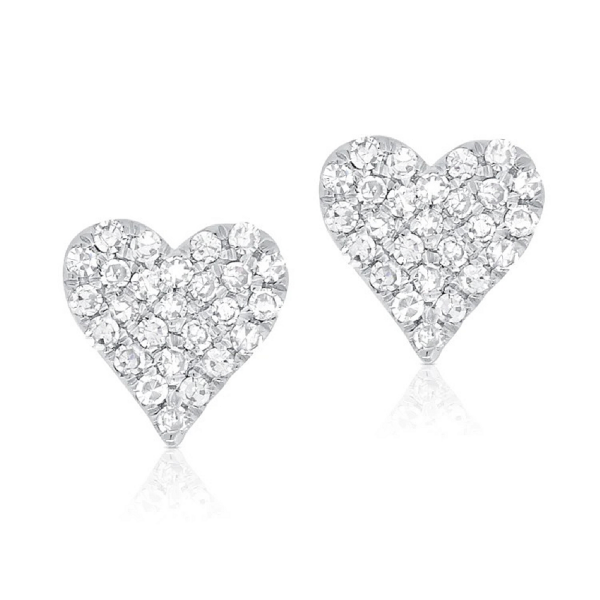 14K White Gold Diamond Accented Heart-Shape Stud Earrings - Dallas TX