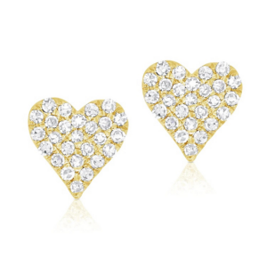 14K Yellow Gold Diamond Accented Heart-Shape Stud Earrings - Dallas TX