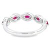 14K White Gold Halo Marquise Ruby & Diamond Scalloped Band - Dallas TX - Mariloff Diamonds