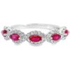14K White Gold Halo Marquise Ruby & Diamond Scalloped Ring - Dallas TX